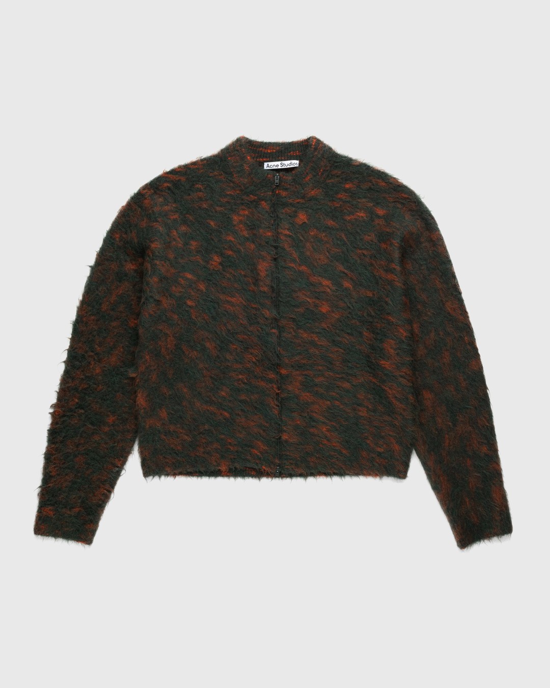 Acne Studios – Hairy Zippered Cardigan Forest Green/Orange - Knitwear - Green - Image 1