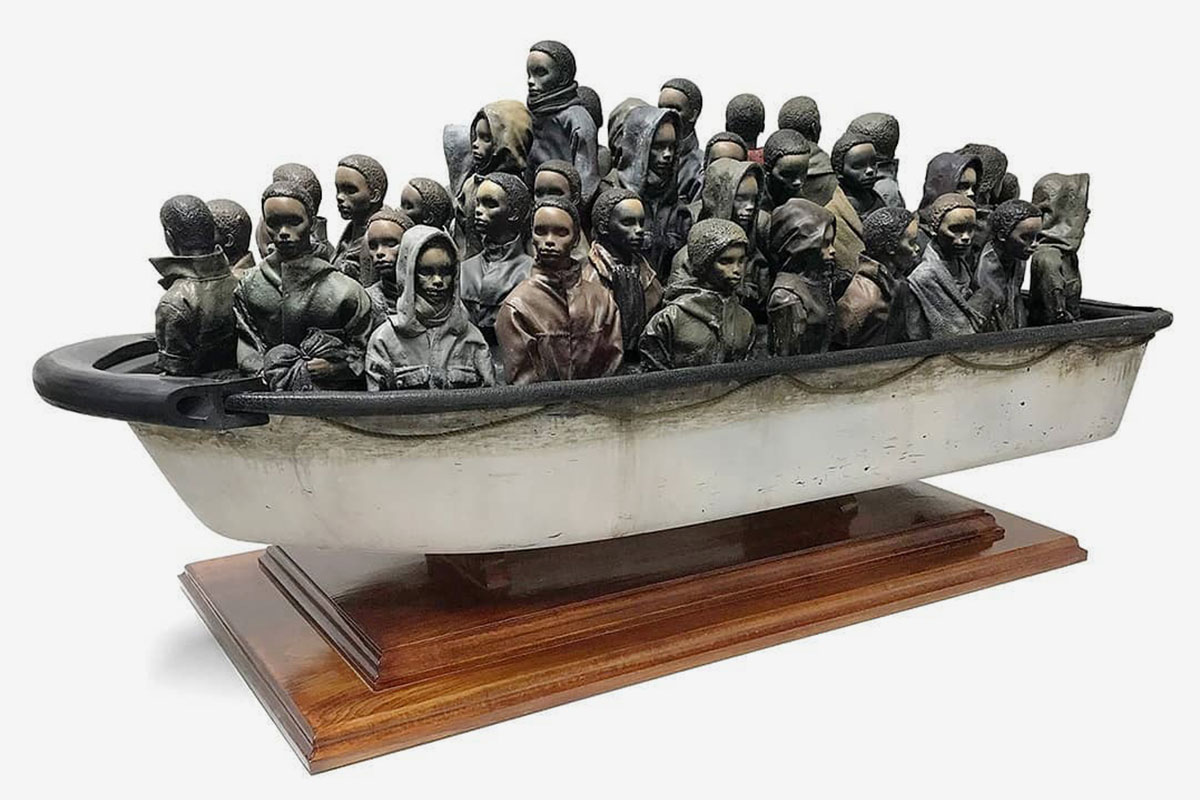 banksy boat sculpture raffle