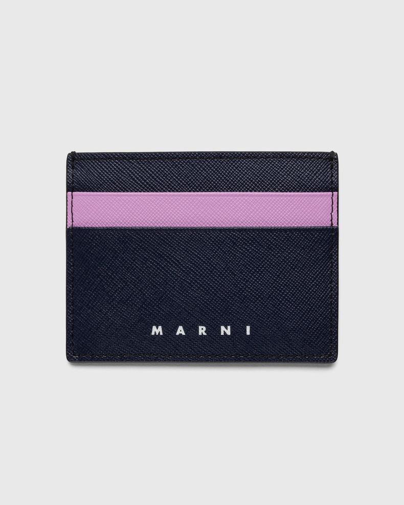 Marni – Leather Card Holder Blue Black/Pink Candy
