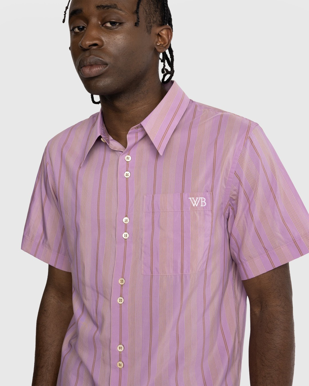 Wales Bonner – Rhythm Striped Shirt Pink - Shortsleeve Shirts - Pink - Image 5