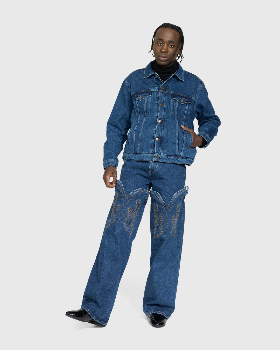 Y/Project – Classic Maxi Cowboy Cuff Jeans Navy | Highsnobiety Shop