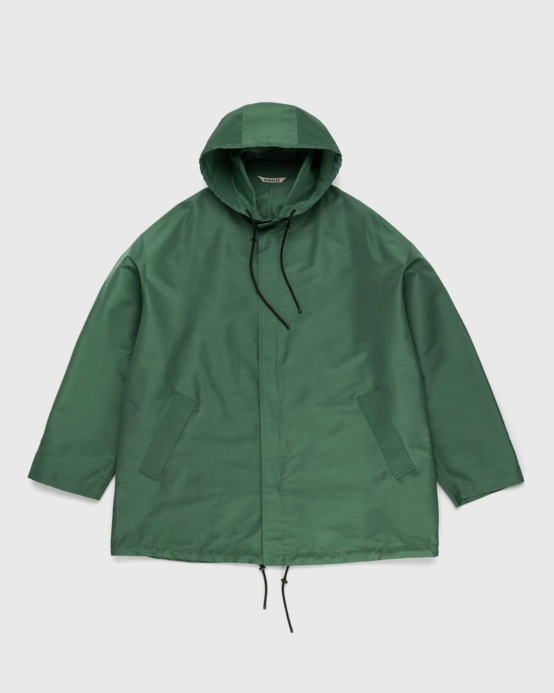 Silk Polyester Hooded Jacket Green