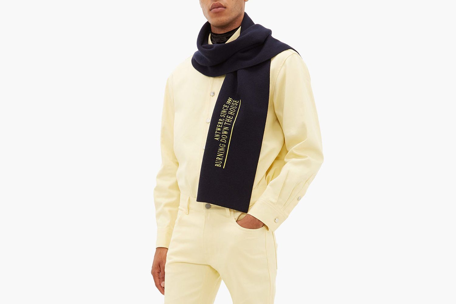 Logo and Text-embroidered Wool-blend Scarf