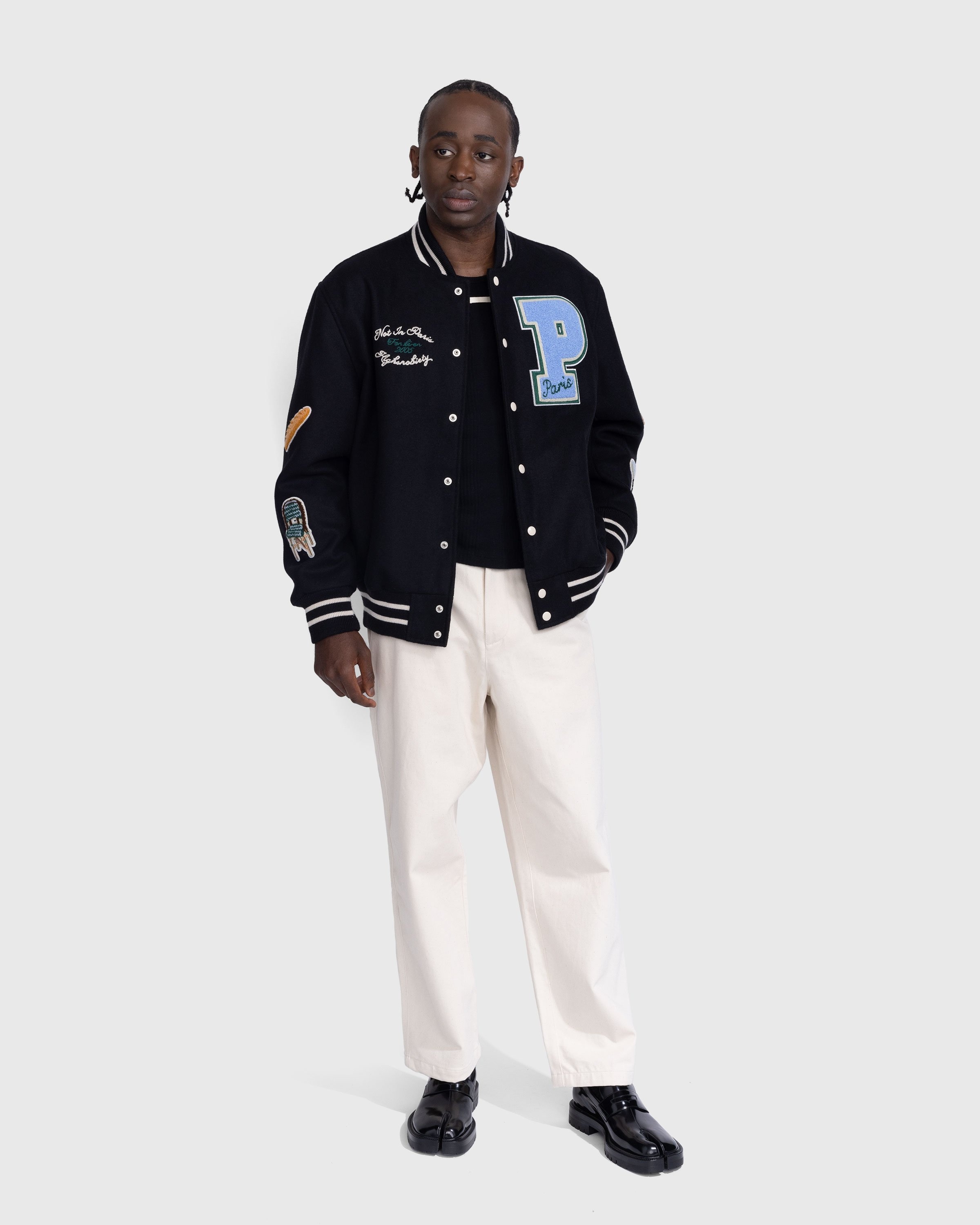 Highsnobiety – Not in Paris 5 Varsity Jacket - Outerwear - Black - Image 5