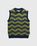 Alpaca Fuzzy Wave Sweater Vest Navy/Olive green