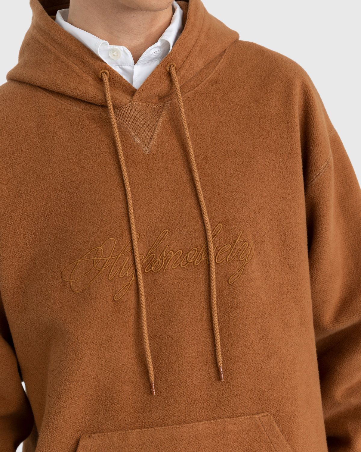 Highsnobiety – Script Logo Reverse Fleece Hoodie Brown - Sweats - Brown - Image 7