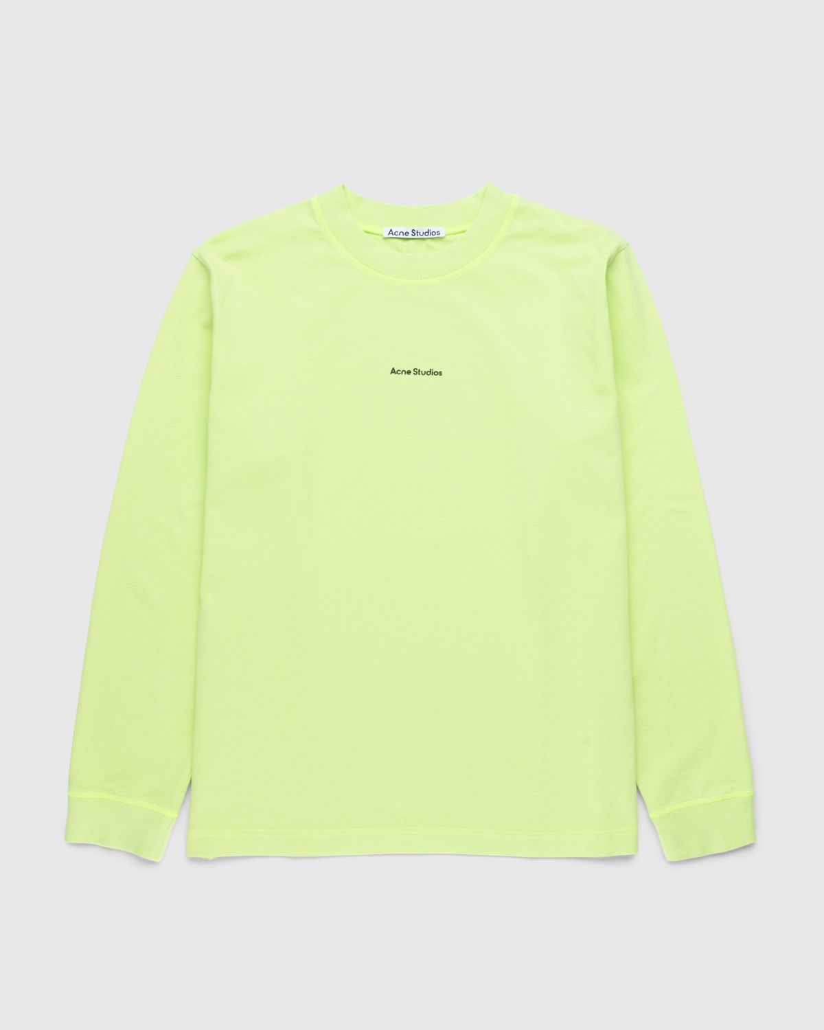 Acne Studios – Organic Cotton Logo Longsleeve T-Shirt Fluo Green - Longsleeves - Green - Image 1