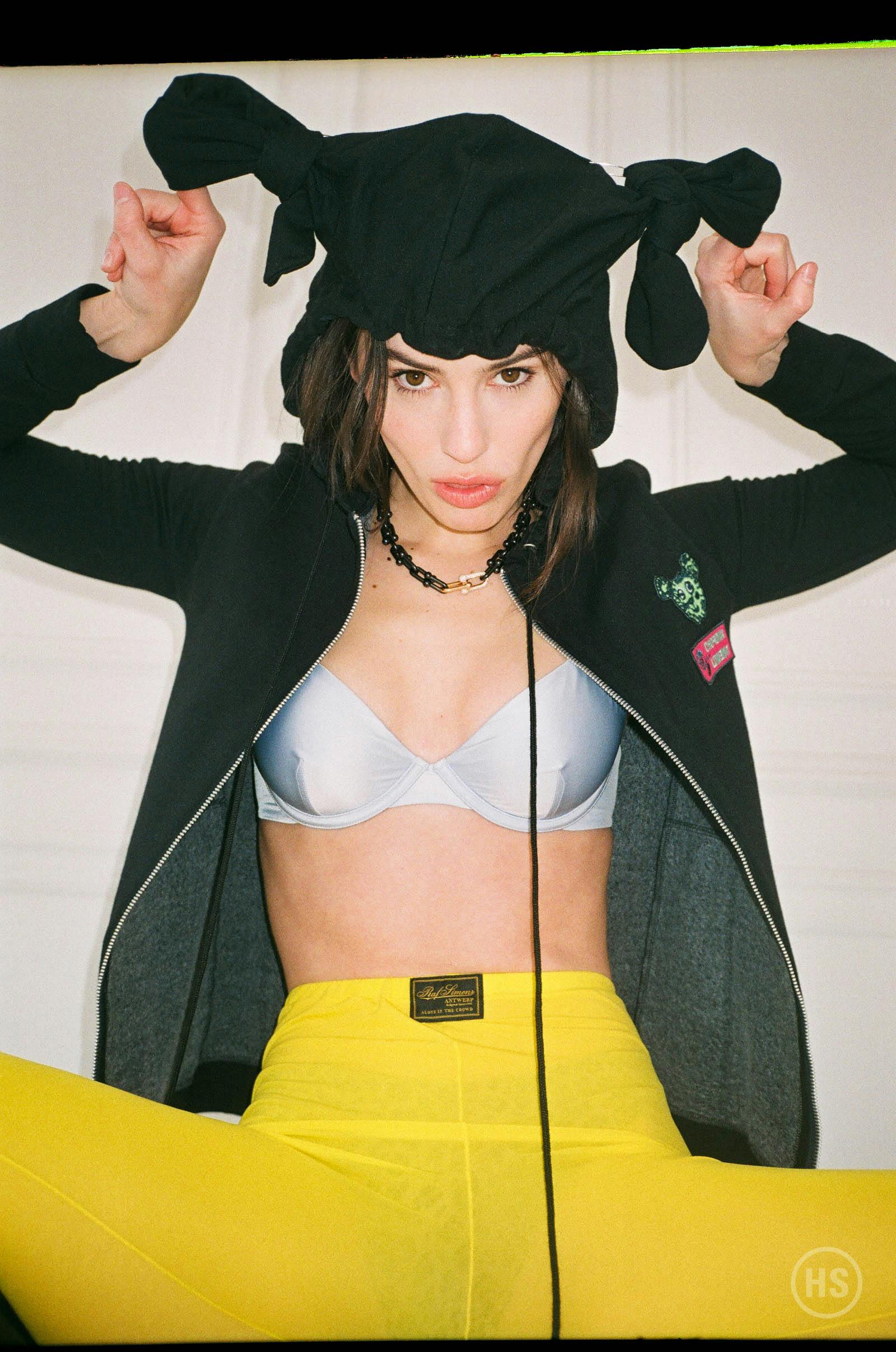 Bra CUUP Leggings RAF SIMONS Jacket CHOPOVA LOWENA Necklace TIFFANY & CO.