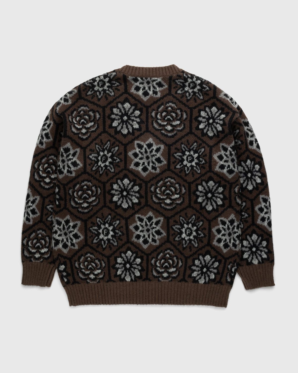 Patta – Wall Flower Knitted Zip Cardigan Chestnut/Dark Gull Grey - Knitwear - Brown - Image 2