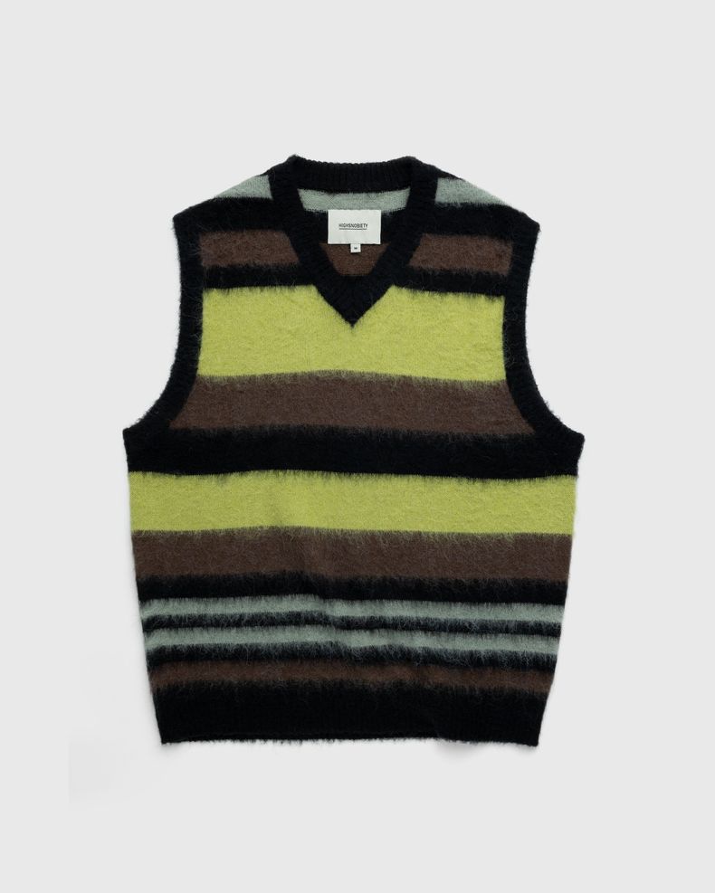 Highsnobiety – Striped V-Neck Sweater Vest Black