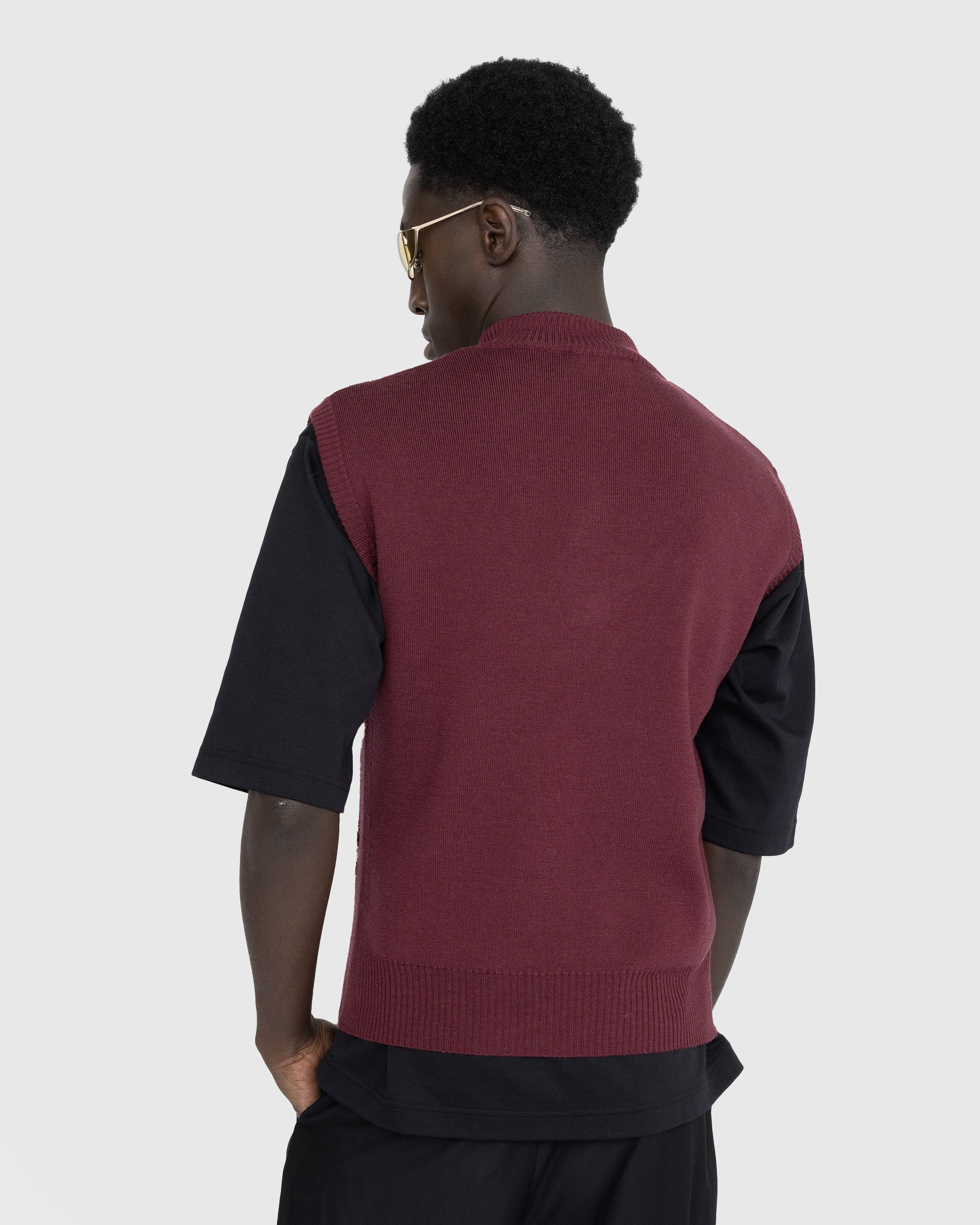 Marine Serre – Moon Diamant Knit Jacquard Sleeveless Pullover Red