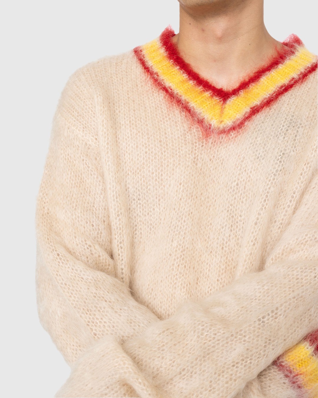 Marni – Mohair Sweater Beige Multi - Knitwear - Pink - Image 4