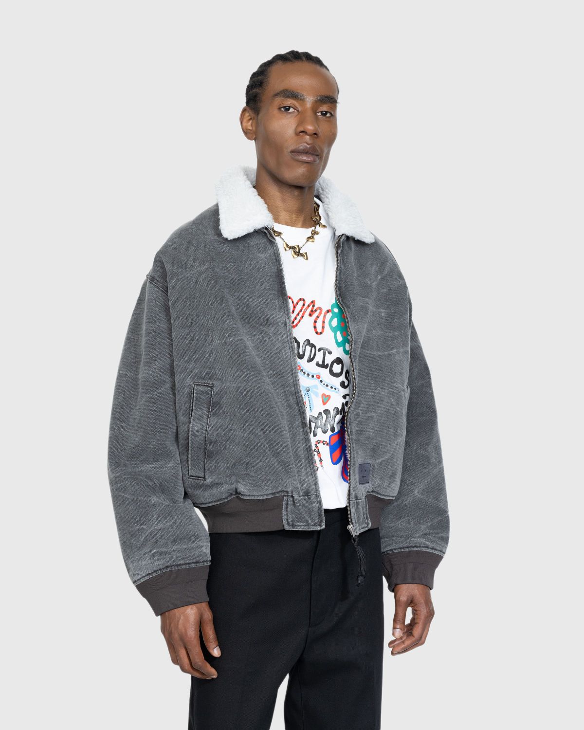 Acne Studios – Cotton Canvas Bomber Jacket Grey - Bomber Jackets - Grey - Image 4