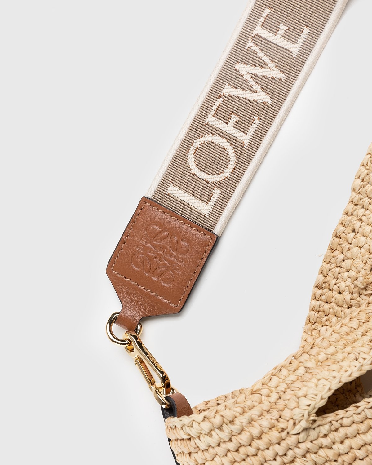 Mini Slit bag in raffia and calfskin Natural/Tan - LOEWE