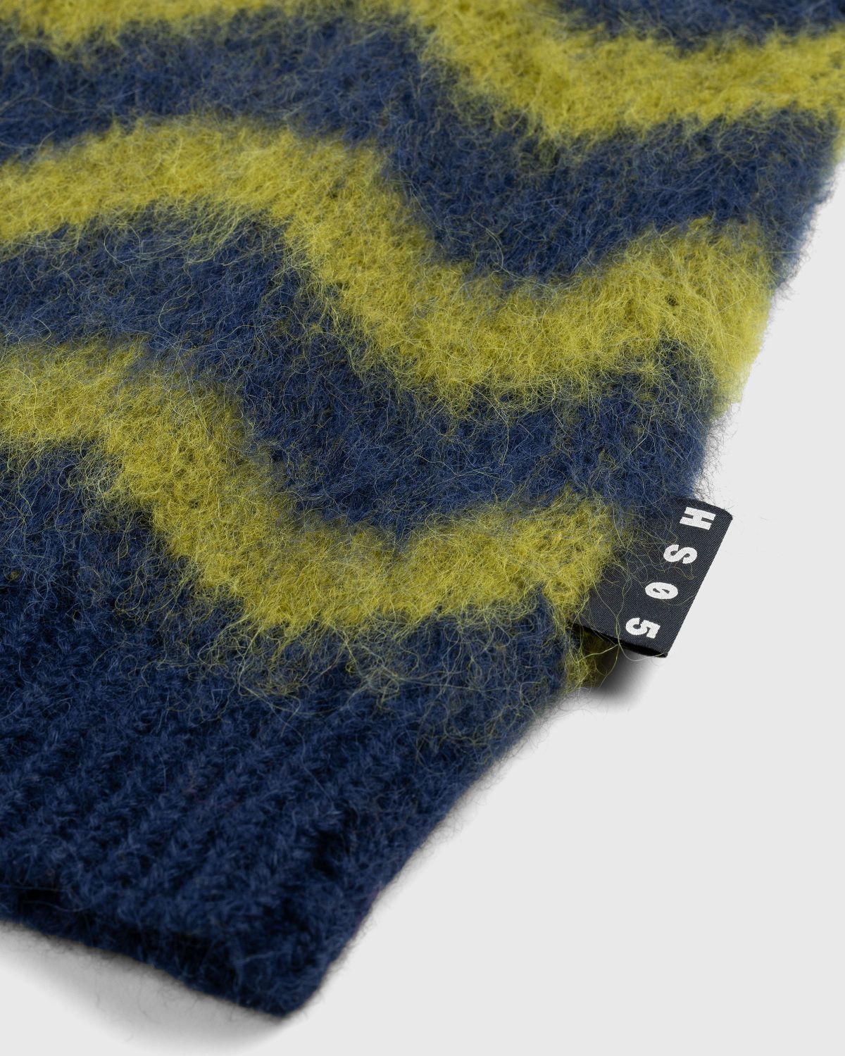 Highsnobiety HS05 – Alpaca Fuzzy Wave Sweater Navy/Olive Green - Knitwear - Multi - Image 7