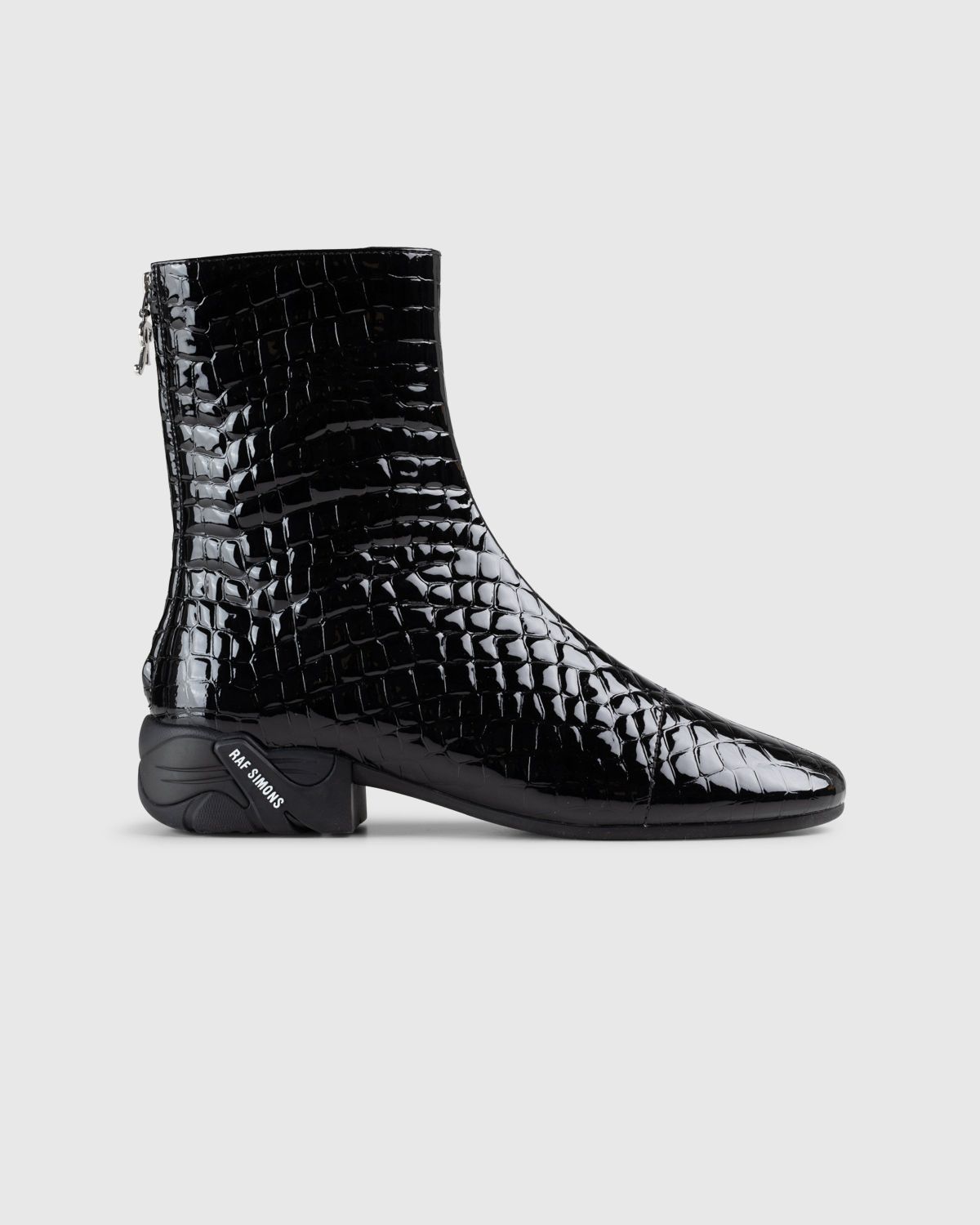 Raf Simons – Solaris High Leather Boot Black Croc - Boots - Black - Image 1