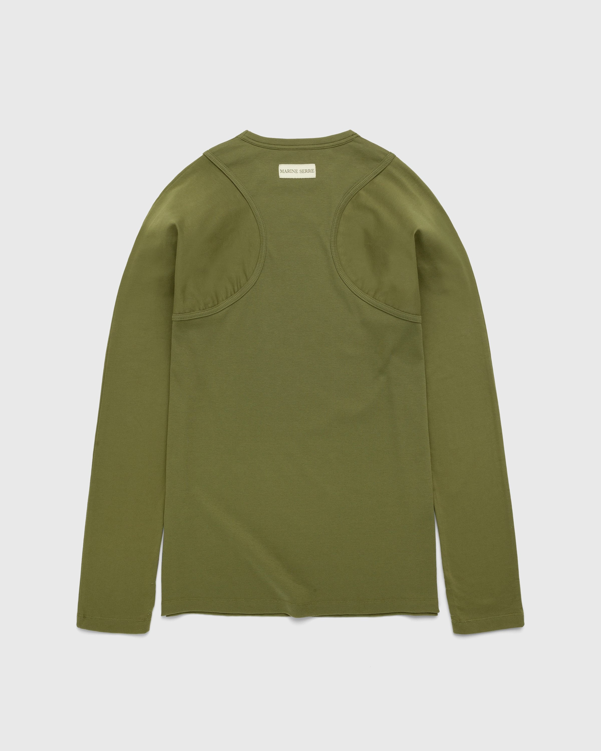 Marine Serre – Organic Cotton Relaxed Long-Sleeve Top Green - Longsleeves - Green - Image 3