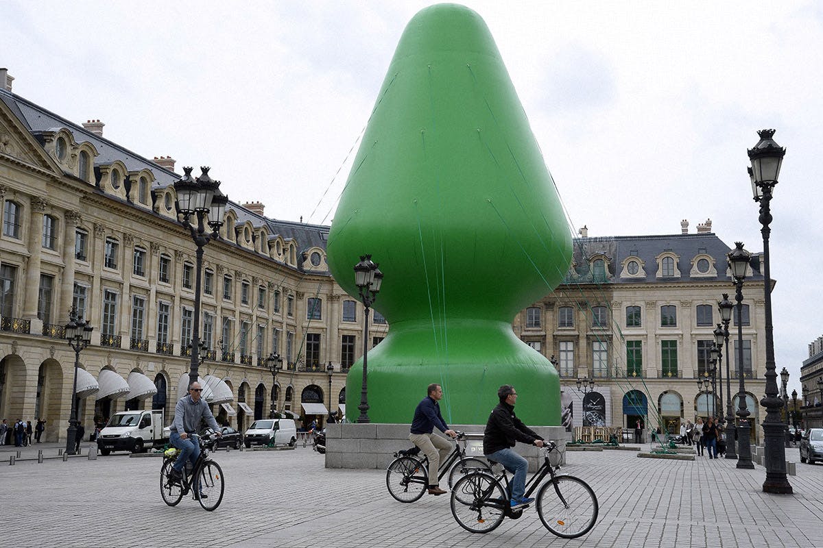 A 25 meters high inflatable sculpture by US artist Paul McCarthy on the Place Vendome in Paris, October 15, 2014