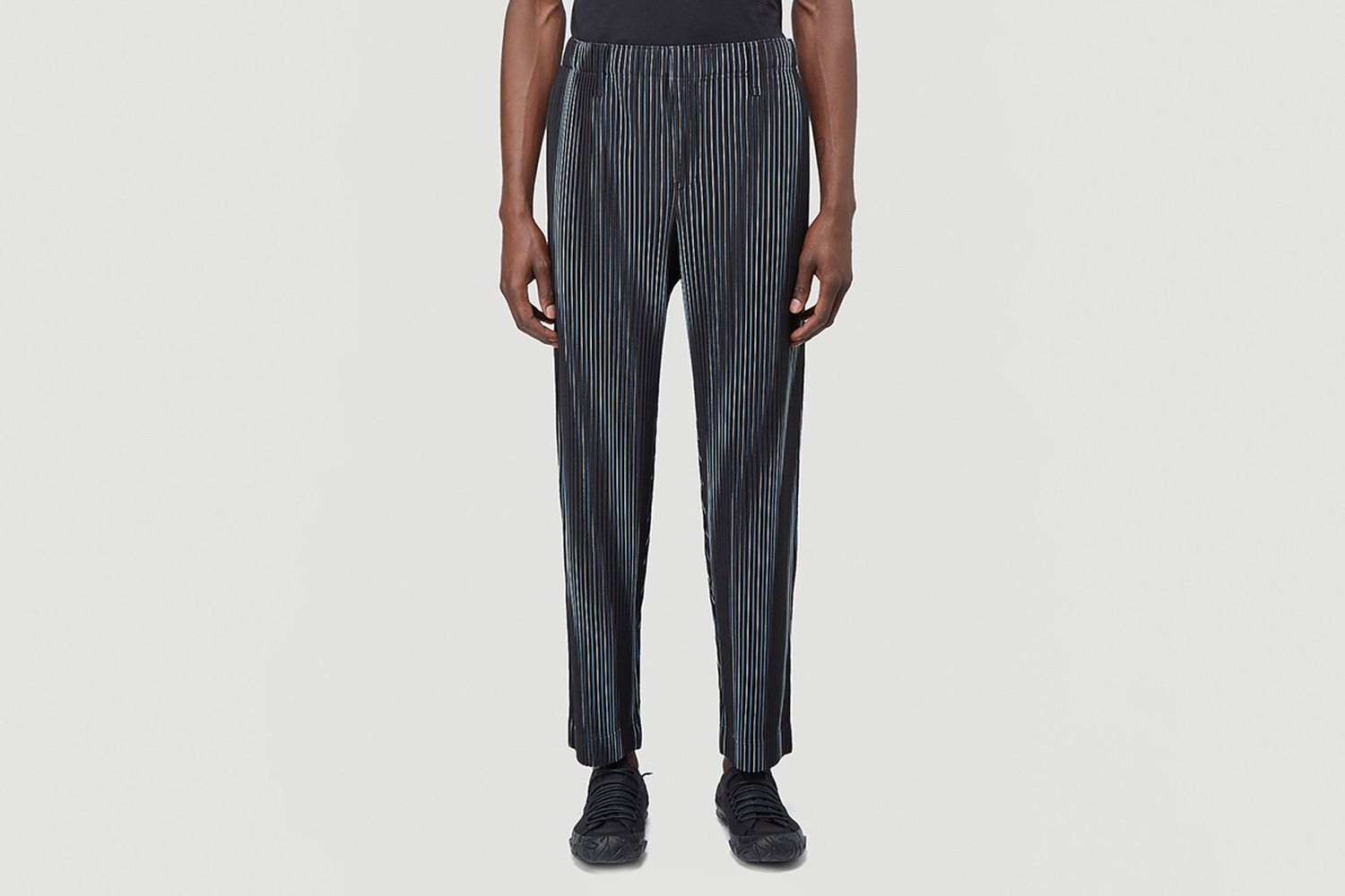 Contrast-Stripe Pleated Pants