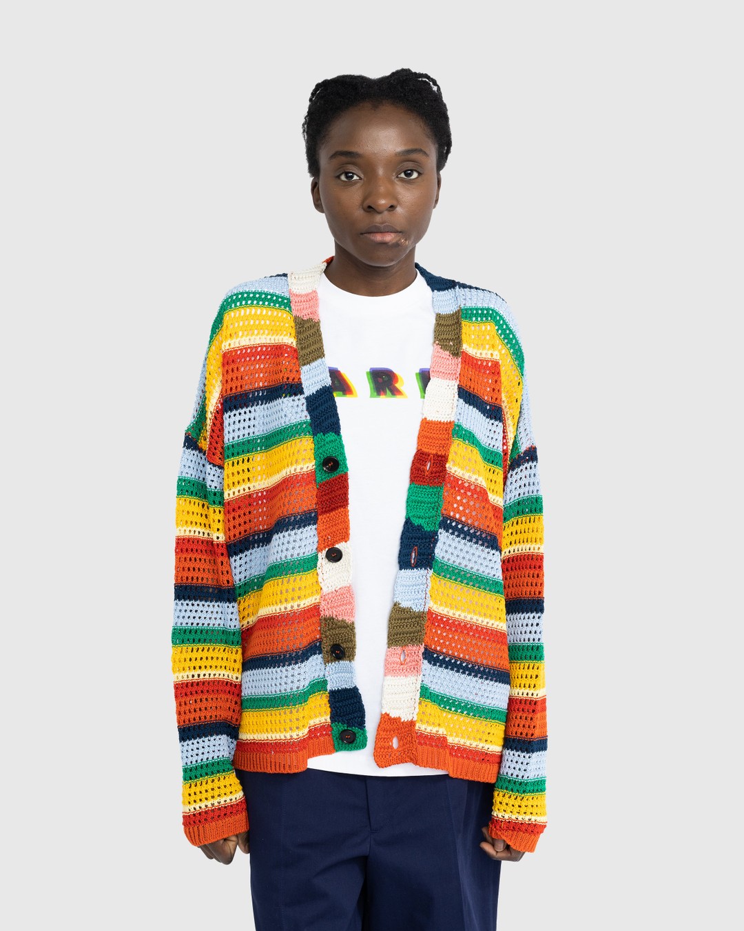 Marni x No Vacancy Inn – Striped Crochet Cardigan Multi - Knitwear - Multi - Image 2