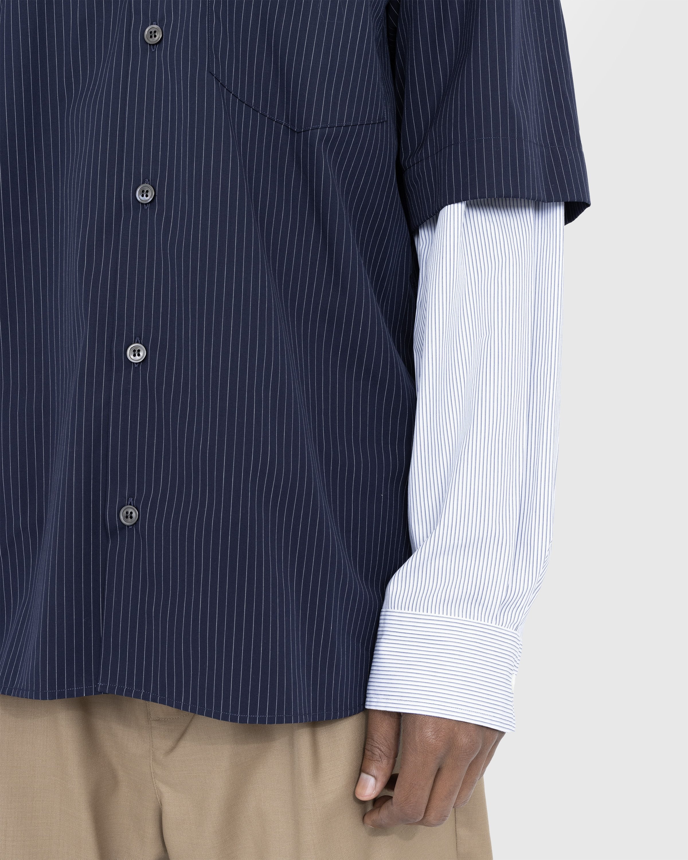 Dries van Noten – Carle Double Sleeve Shirt Navy - Shirts - Blue - Image 4