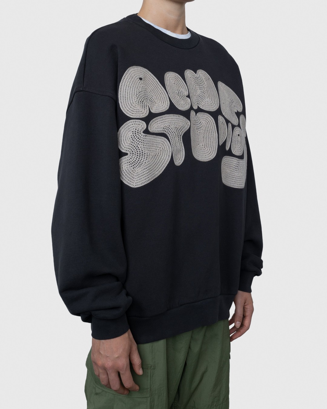 Acne Studios – Bubble Logo Crewneck Sweater Anthracite Grey - Knitwear - Black - Image 3
