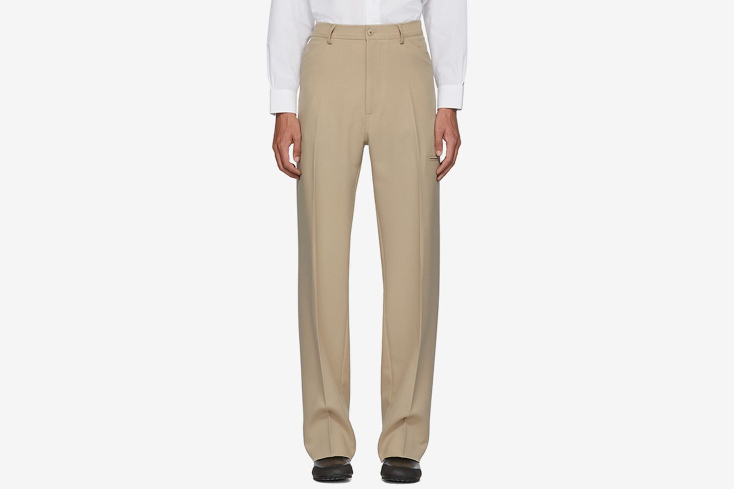 Beige High-Rise Five-Pocket Trousers