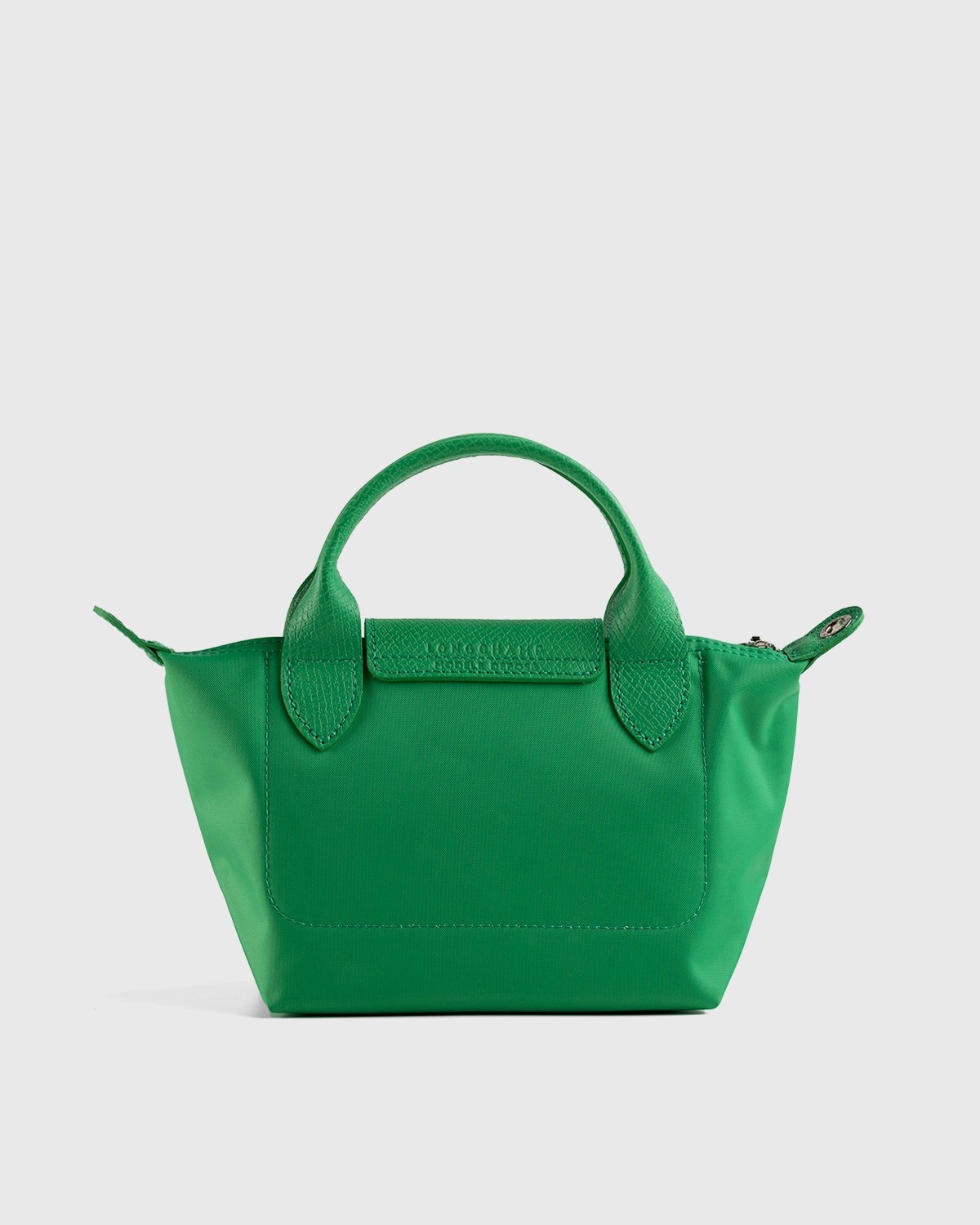 Longchamp le pliage filet green vert knit top handle bag