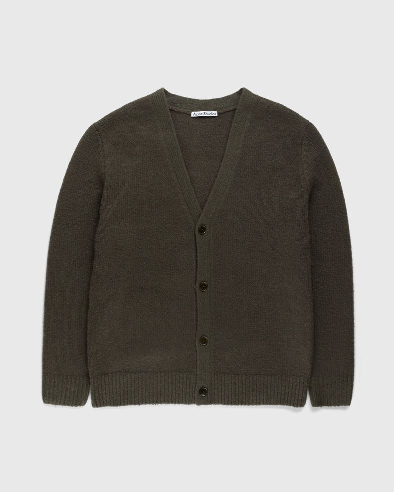 Wool Blend V-Neck Cardigan Sweater Forest Green