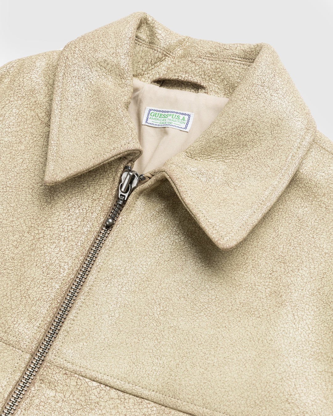 Guess USA – Crackle Leather Jacket Beige - Outerwear - Beige - Image 6