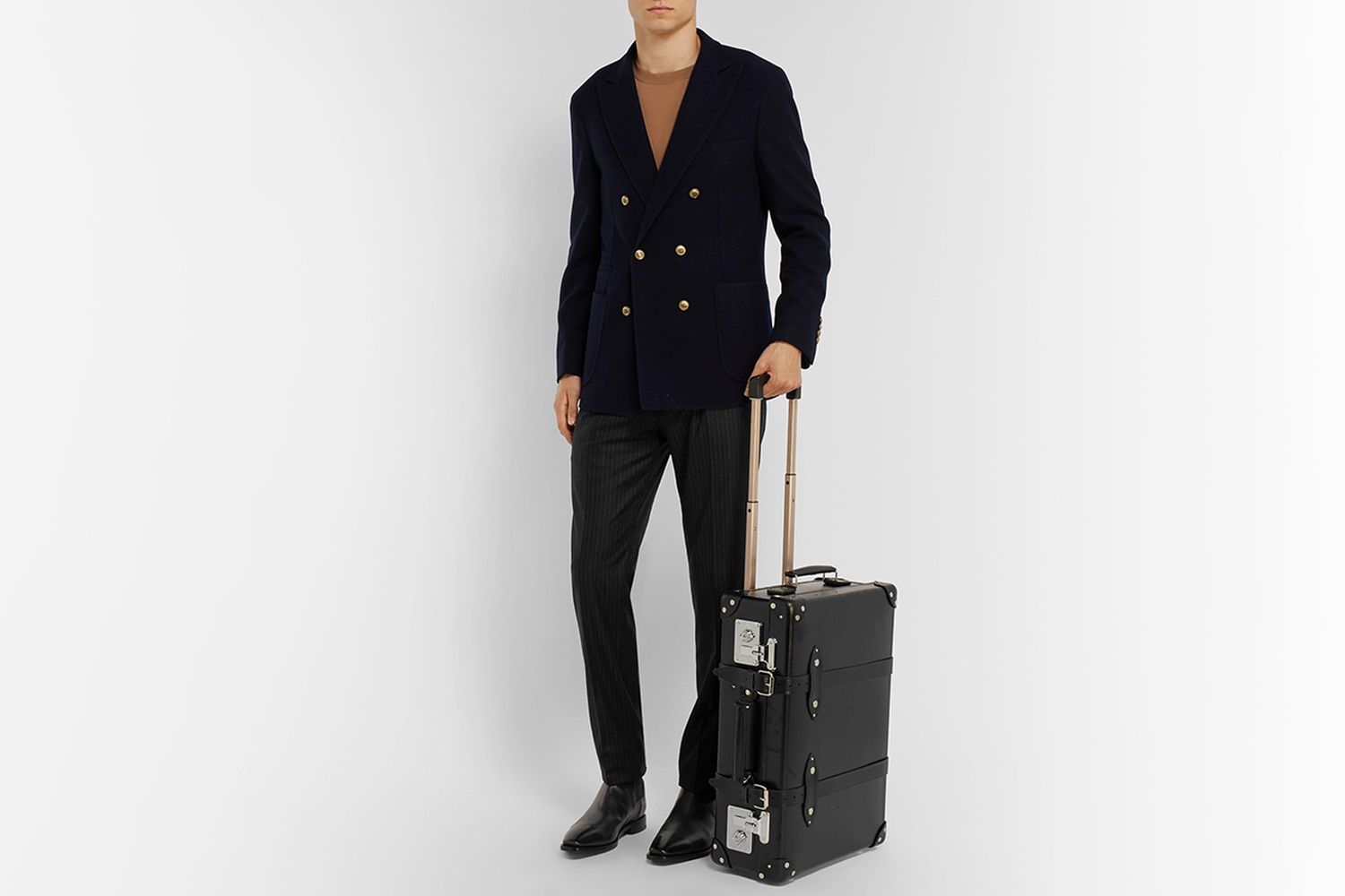 20" Leather-Trimmed Carry-On Suitcase