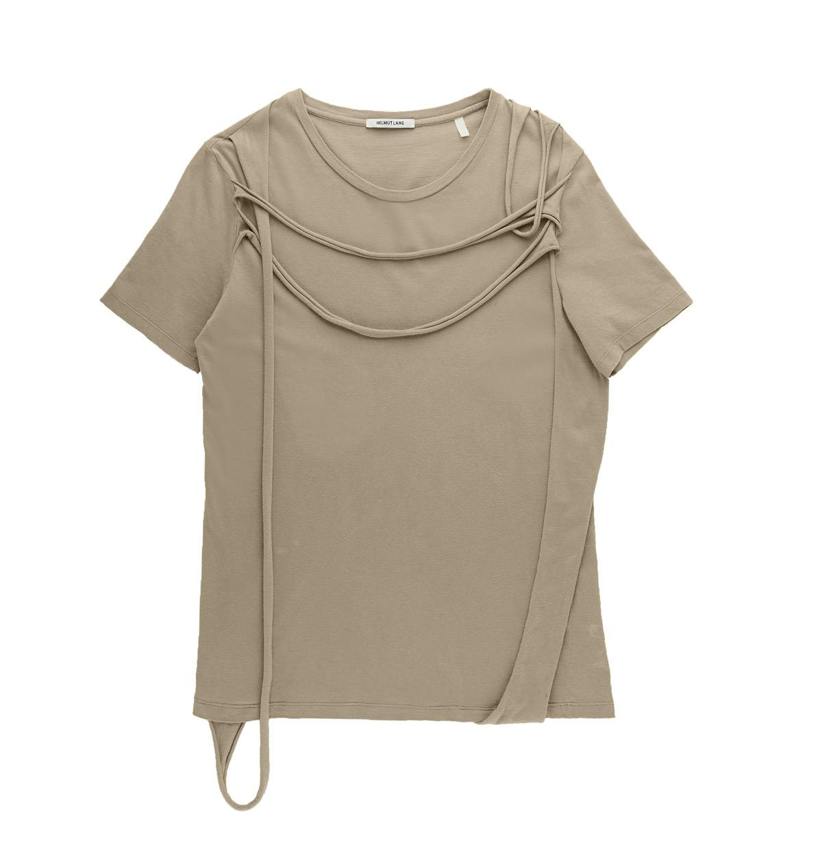 T-shirt in jersey with asymmetric layered strips, Helmut Lang S/S 2004.
