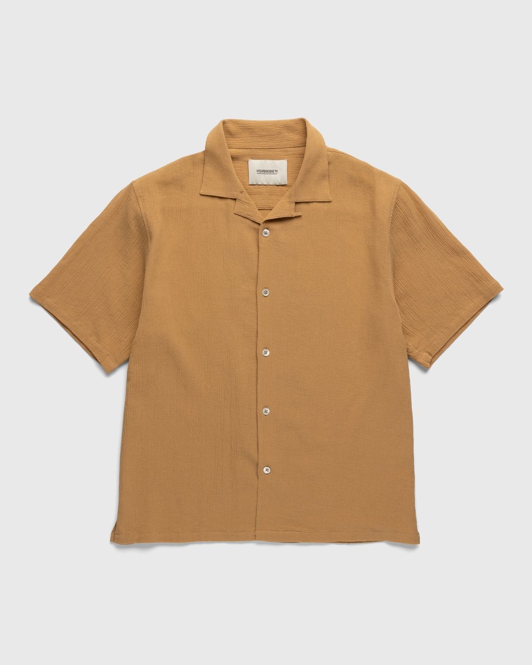 Highsnobiety – Crepe Short Sleeve Shirt Brown - Shirts - Brown - Image 1
