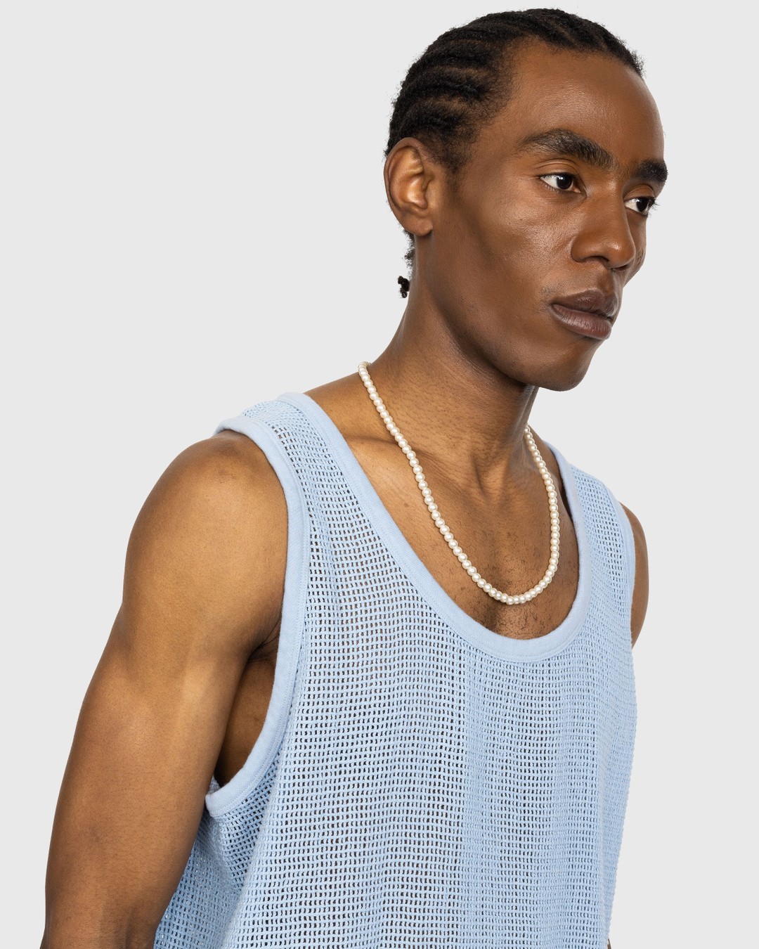 Highsnobiety – Cotton Mesh Knit Tank Top Blue - Tops - Blue - Image 5