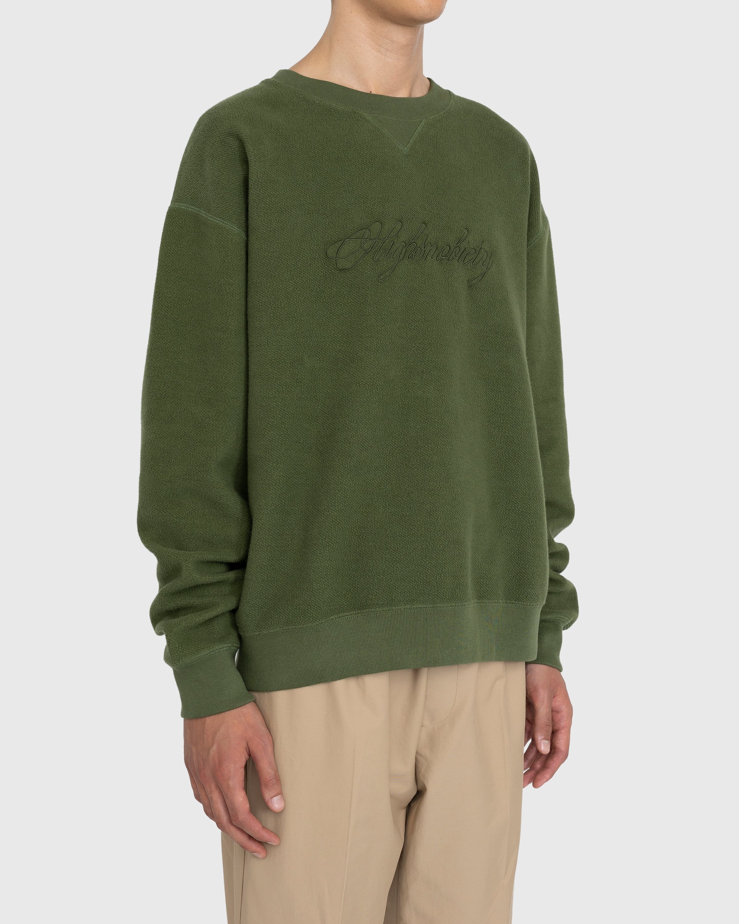 Highsnobiety – Script Logo Reverse Fleece Crew Green - Sweatshirts - Green - Image 4