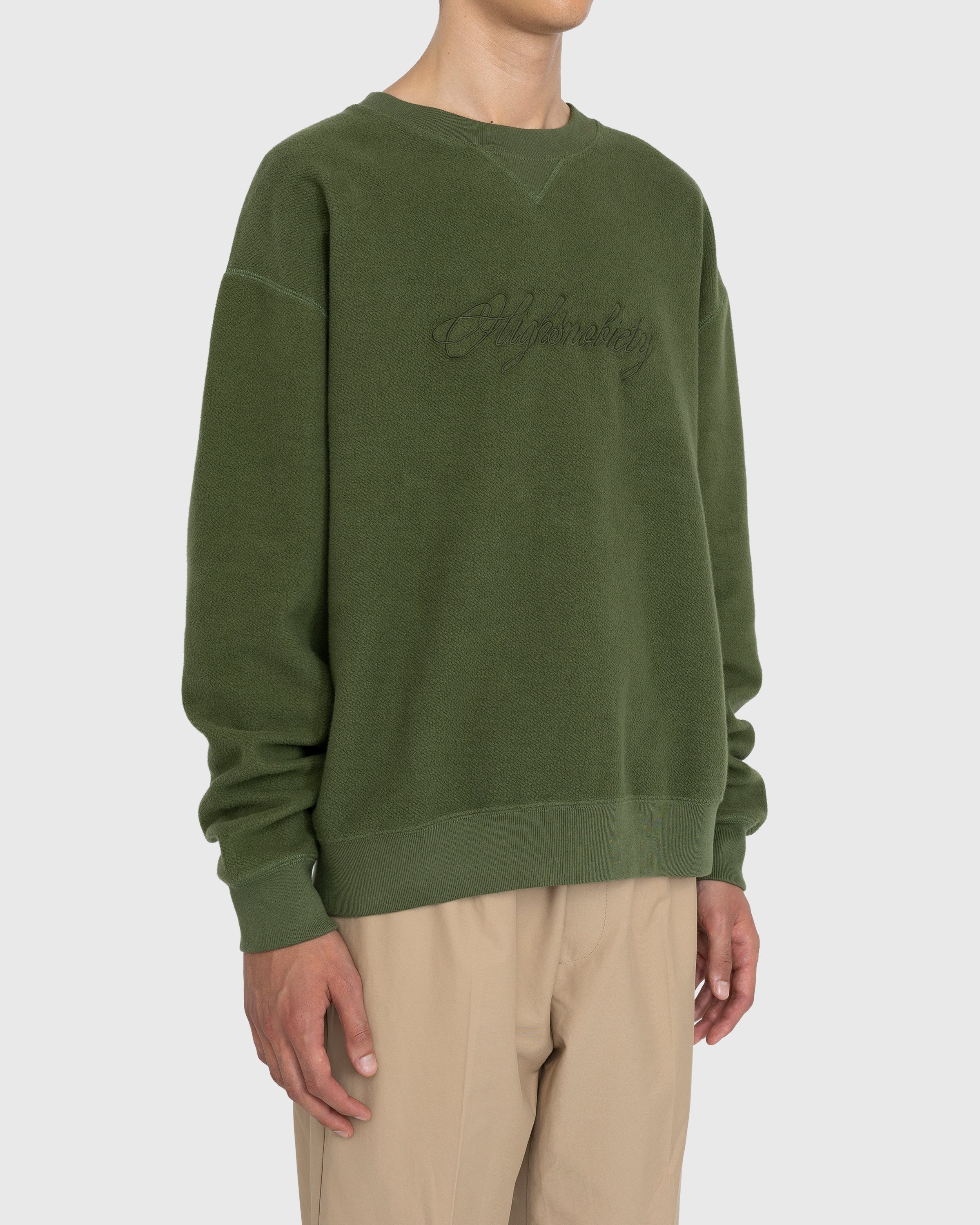 Highsnobiety – Script Logo Reverse Fleece Crew Green - Sweats - Green - Image 4