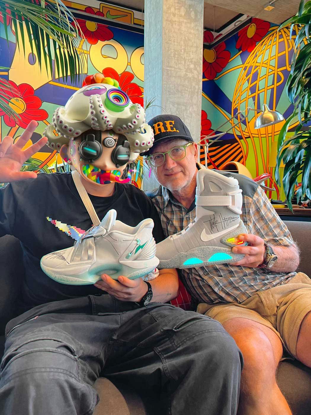 RTFKT Co-Founder Zaptio with Nike sneaker designer Tinker Hatfield