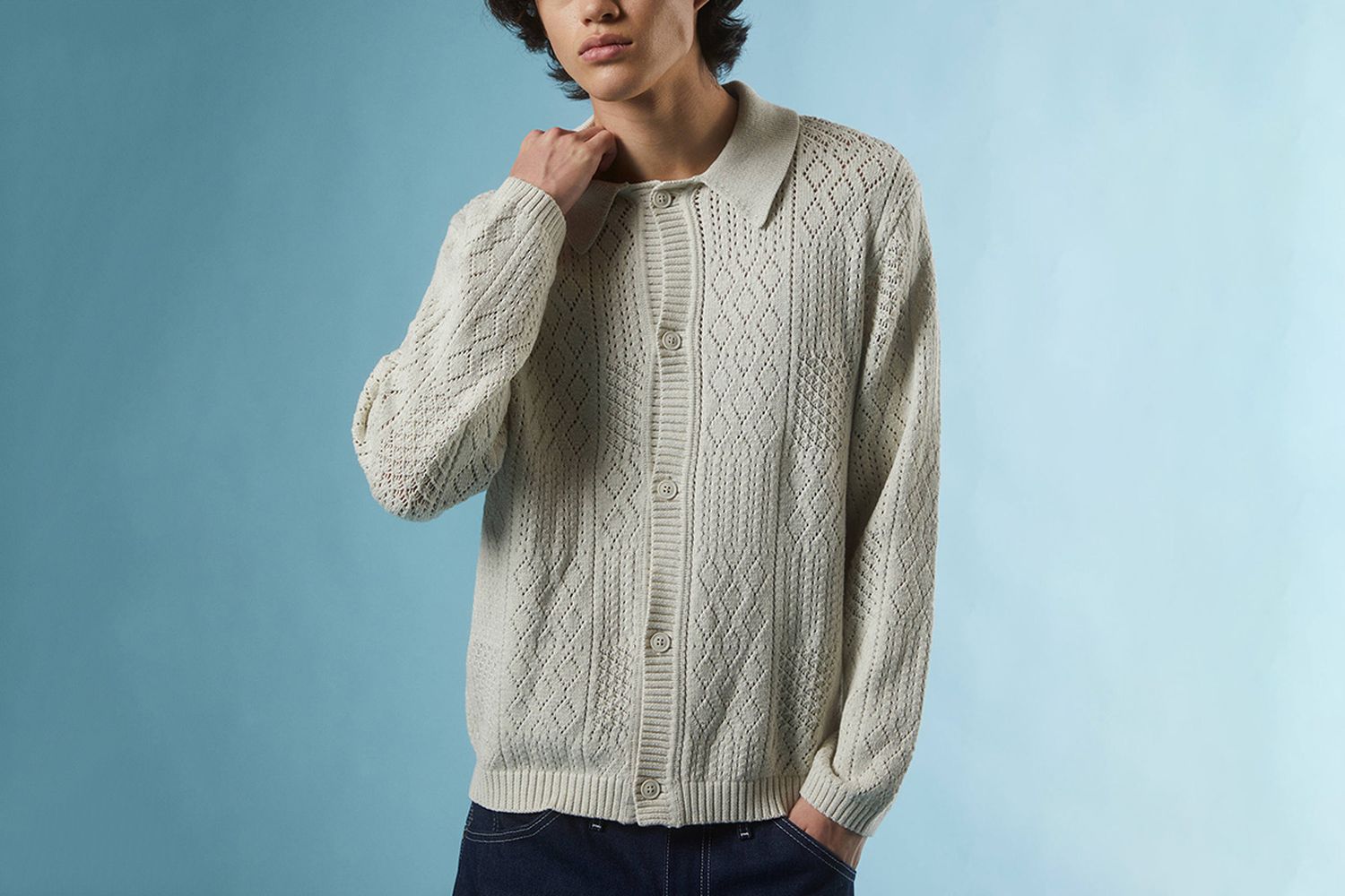 Zev Button-Down Polo Sweater