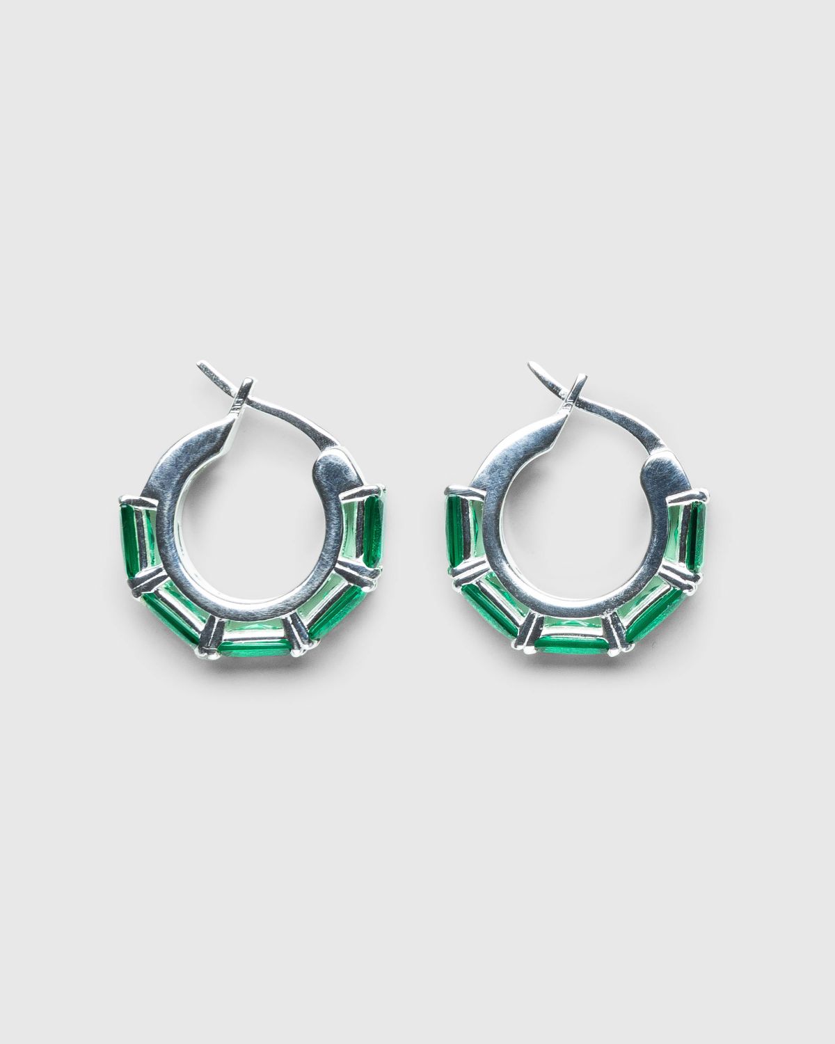 Hatton Labs – Emerald Cut Eternity Hoop Earrings Silver/Emerald - Jewelry - Multi - Image 1