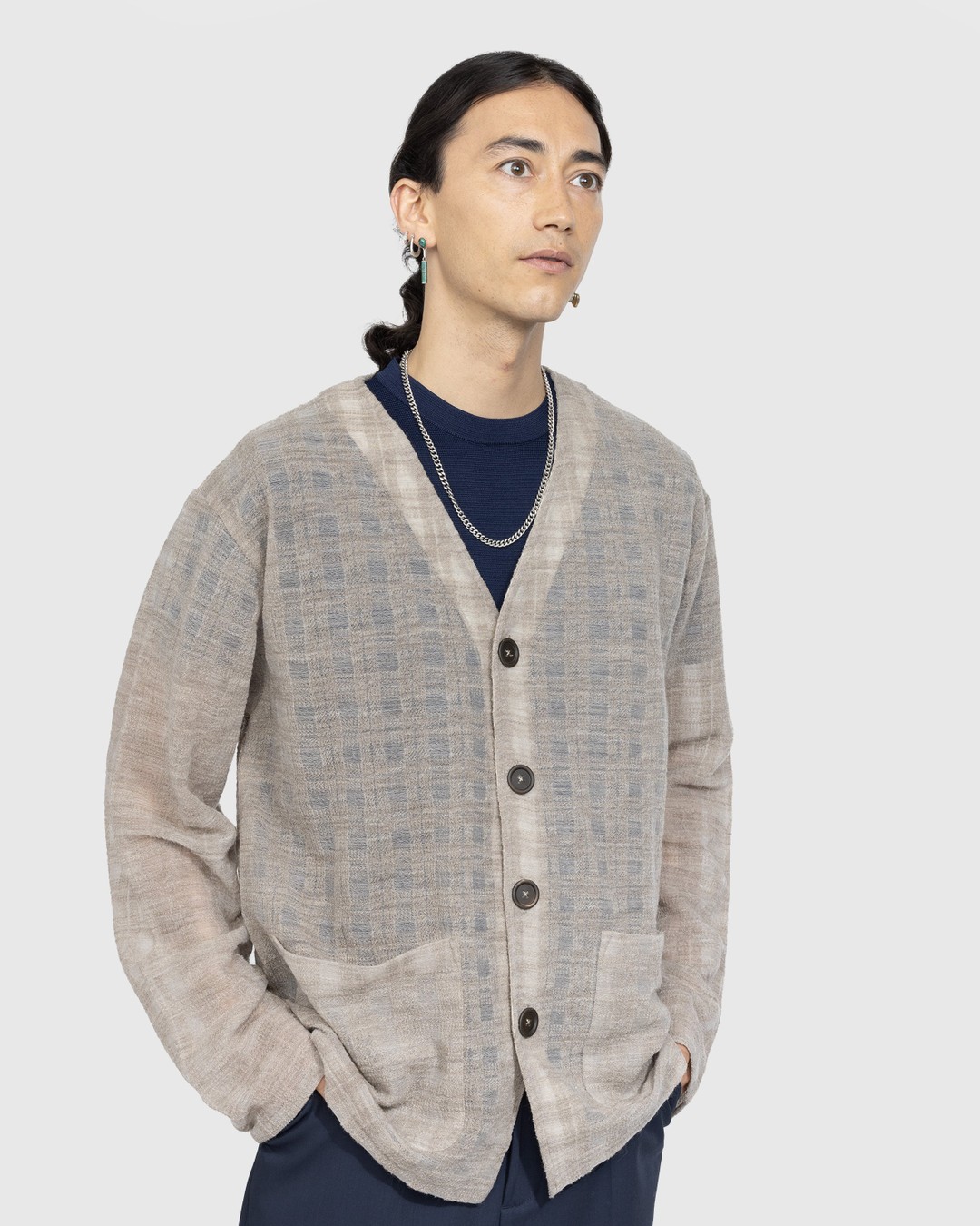 Our Legacy – Cardigan Grey Disintegration Check - Knitwear - Grey - Image 2