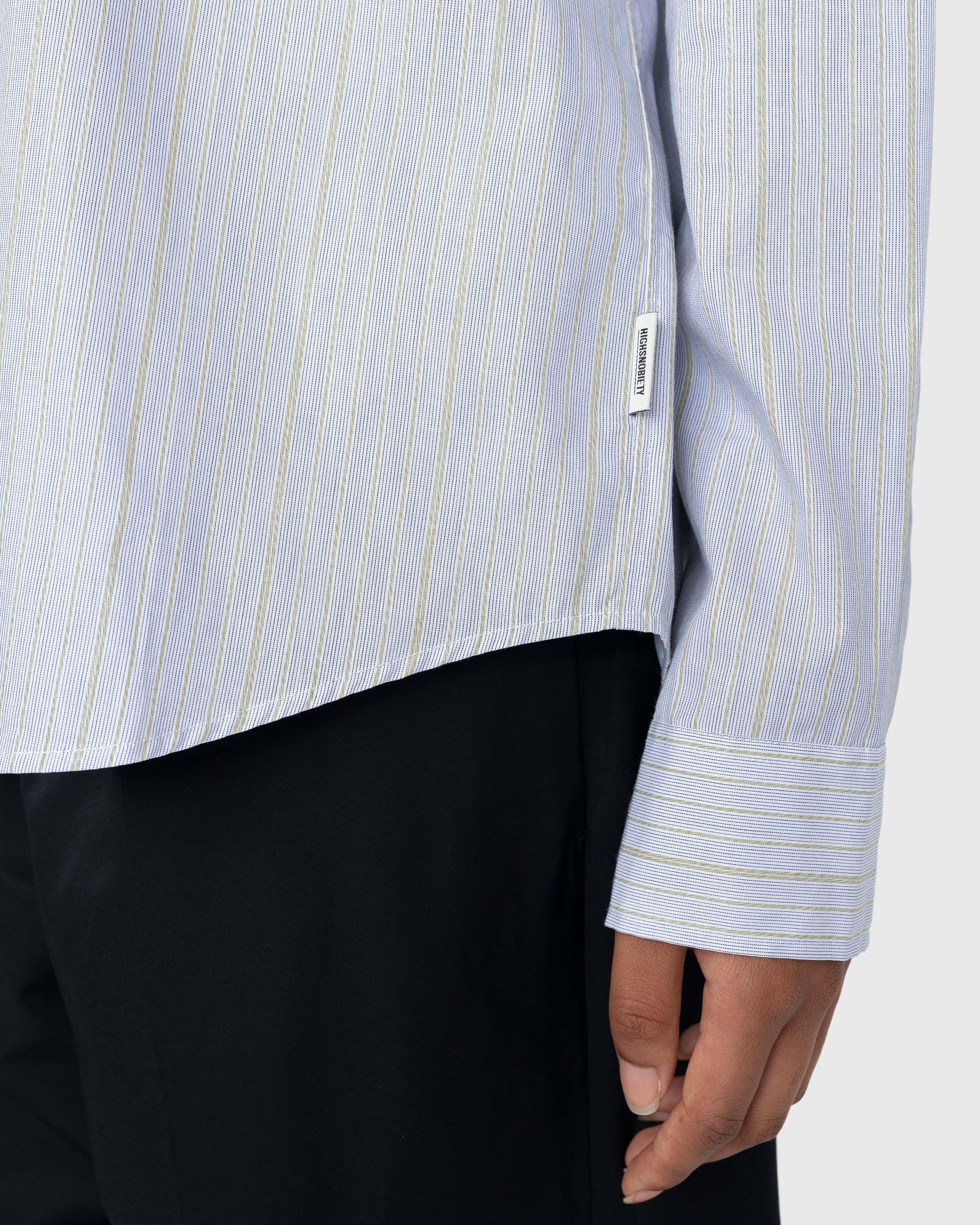 Highsnobiety – Striped Dress Shirt White/Blue - Shirts - Blue - Image 8