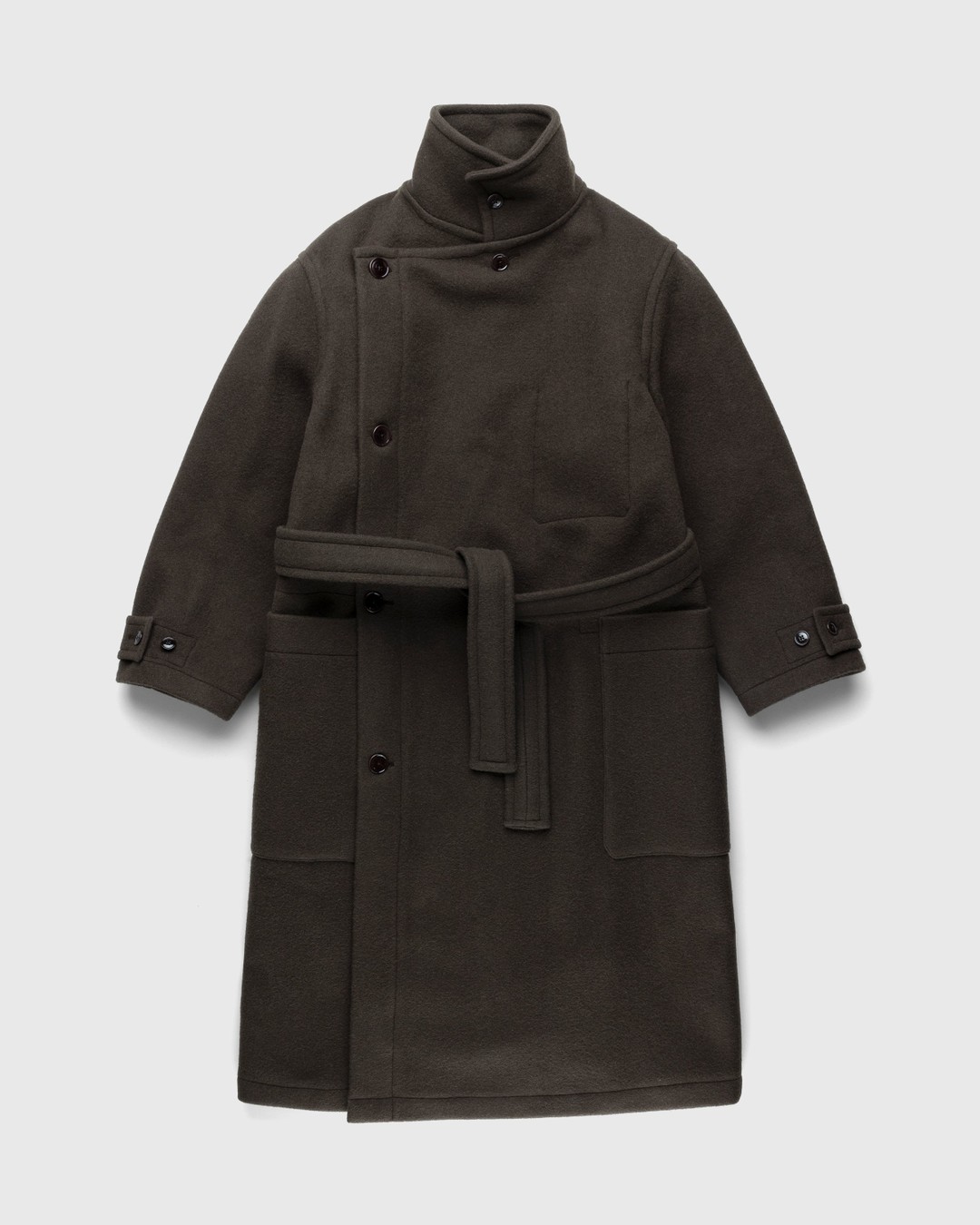 Lemaire Wool Wrap Coat Green Highsnobiety Shop