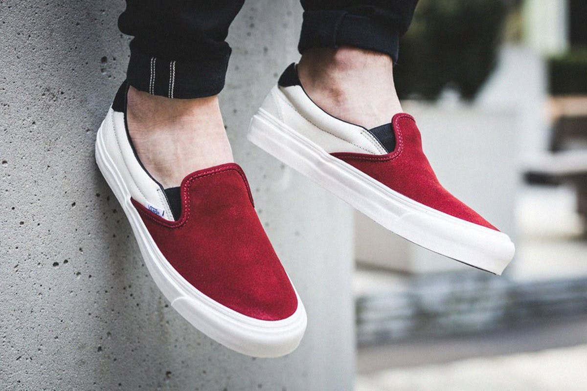 Vans slip on red dahlia hotsell