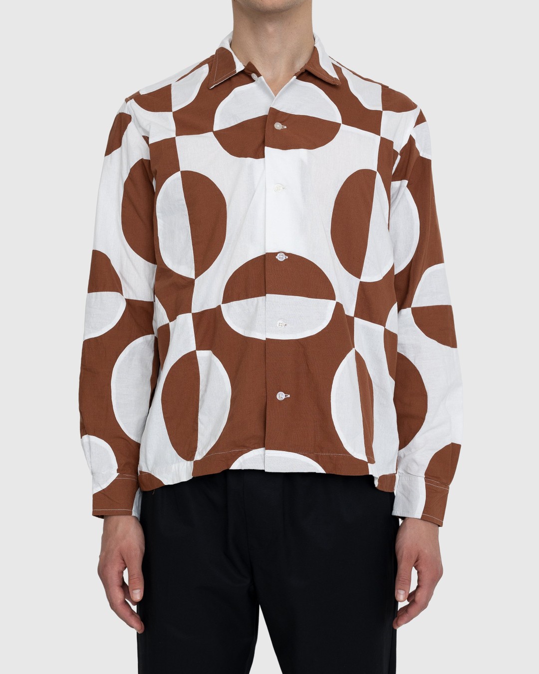 Bode – Duo Oval Patchwork Long-Sleeve Shirt Brown - Shirts - Multi - Image 2