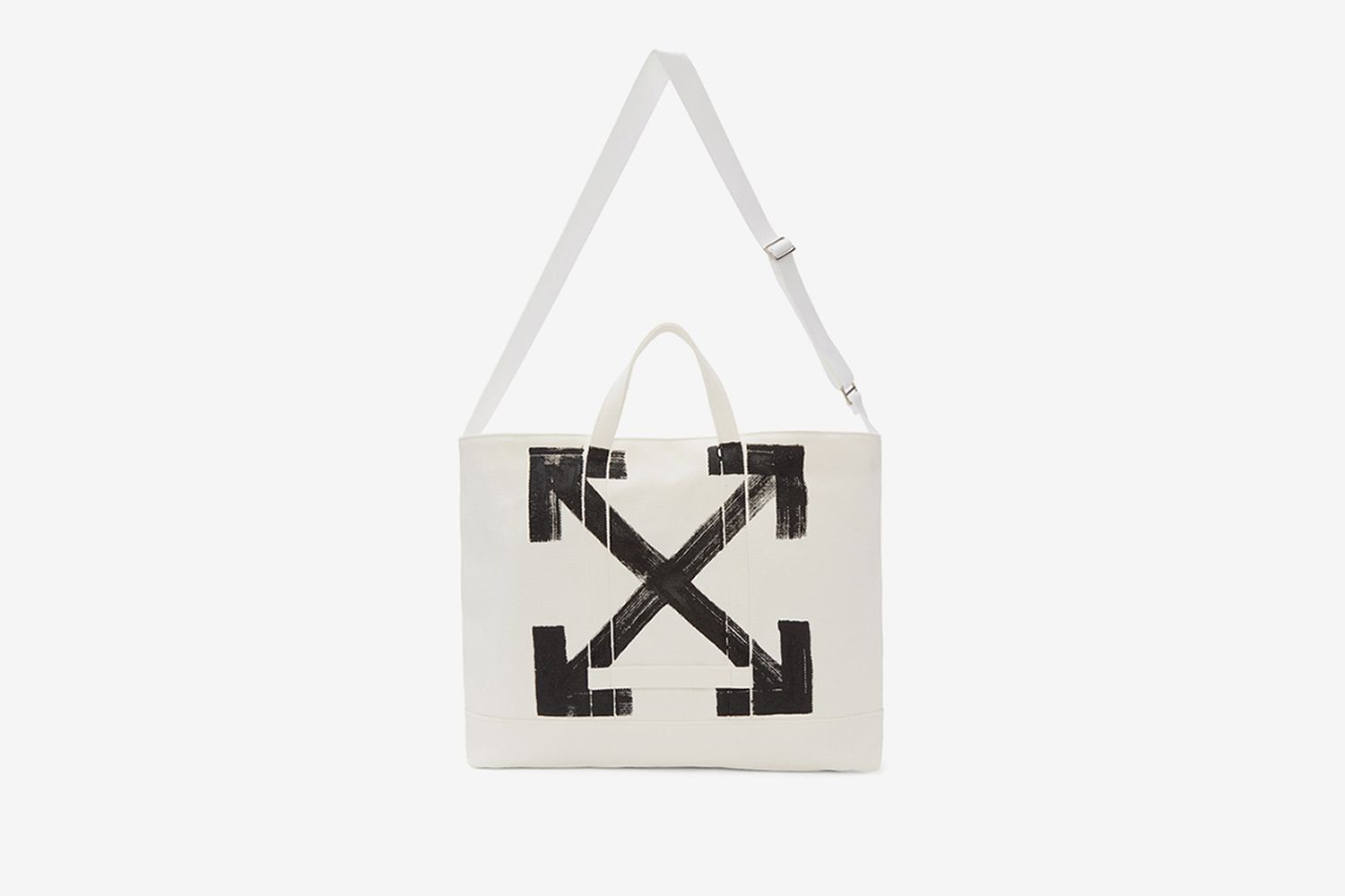 White Brushed Arrow Tote Bag