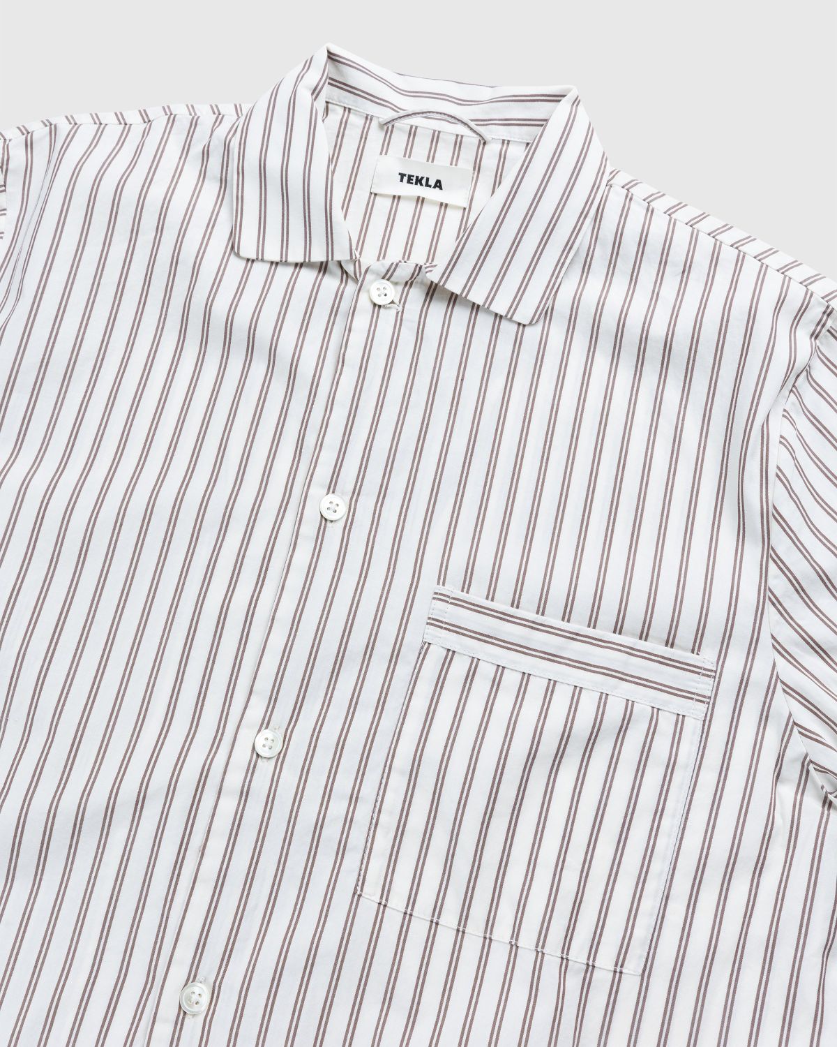 Tekla – Cotton Poplin Pyjamas Shirt Hopper Stripes - Loungewear - Beige - Image 3