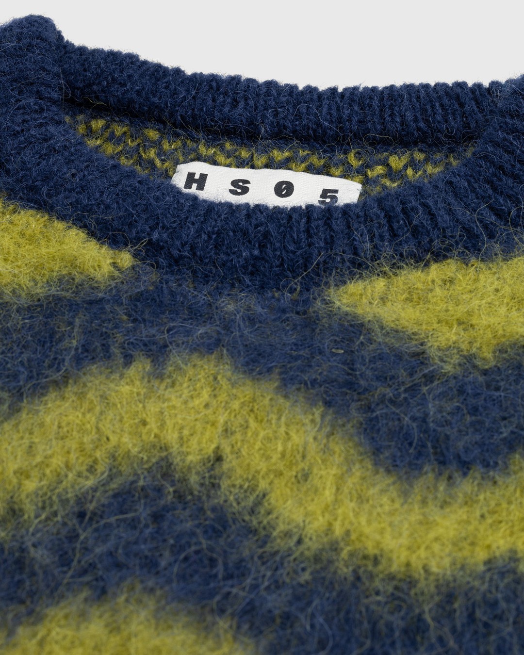 Highsnobiety HS05 – Alpaca Fuzzy Wave Sweater Navy/Olive Green - Knitwear - Multi - Image 6