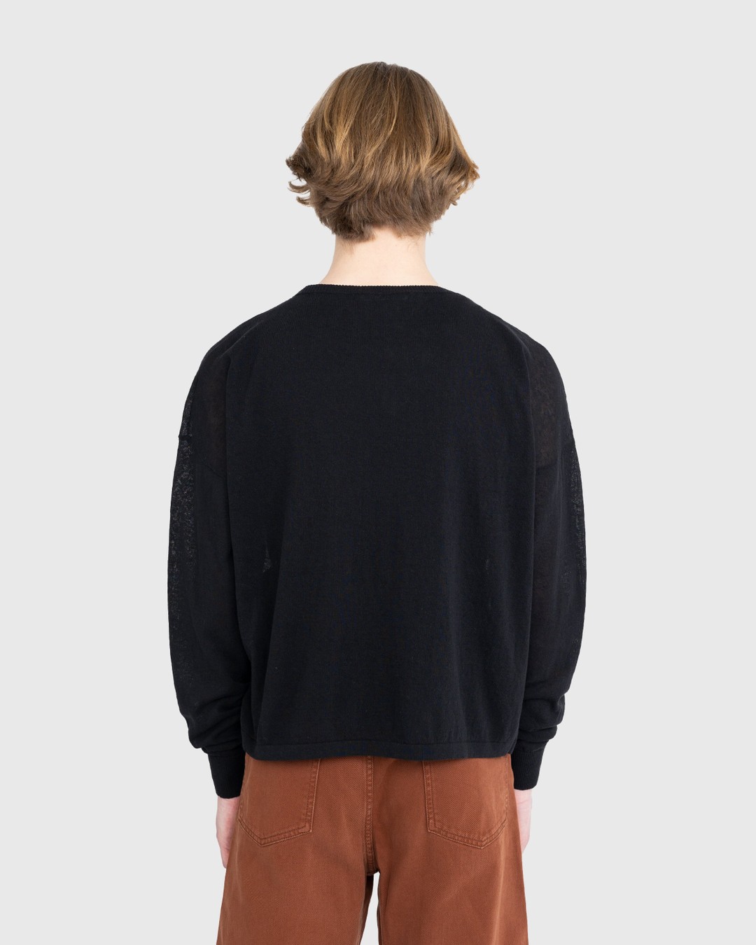 Lemaire – Boxy Cotton Linen Sweater Black - Sweatshirts - Black - Image 3