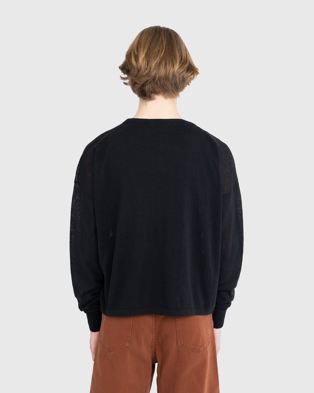 Lemaire – Boxy Cotton Linen Sweater Black - Sweats - Black - Image 3