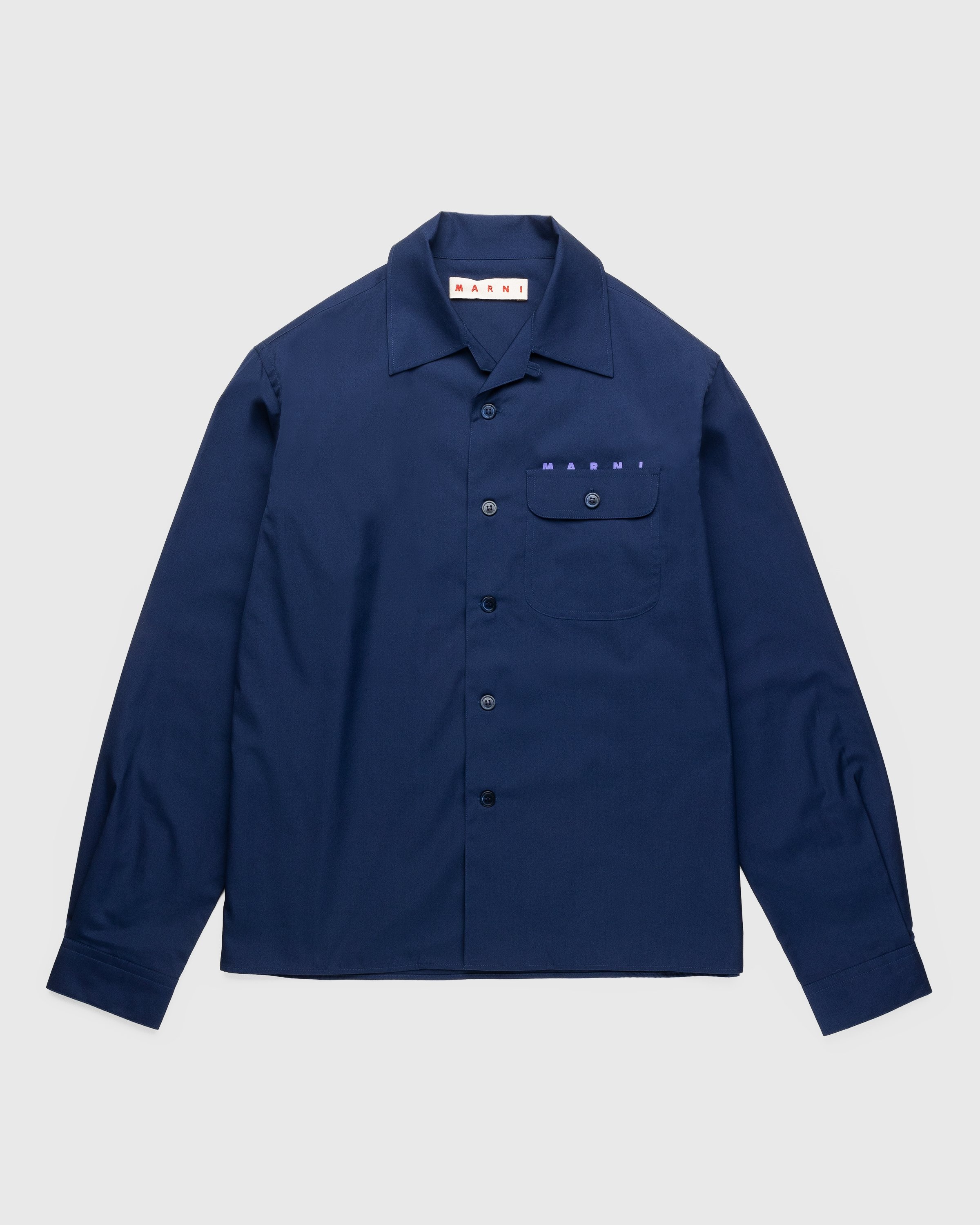 Marni – Logo Bowling Shirt Ink - Shirts - Blue - Image 1